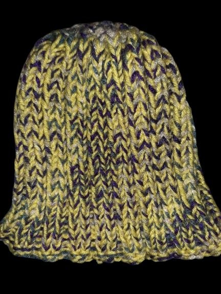 Mariner ribbed tuque — mustard/navy two-tone